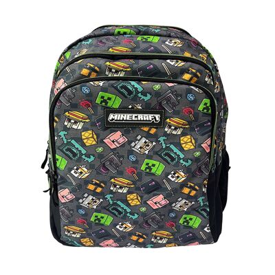 Minecraft Pixel 25 Primary Backpack with double compartment adaptable to trolley.Color:Multicolor