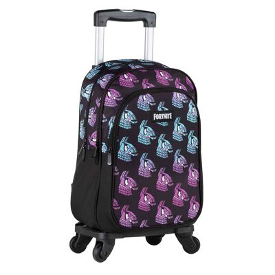 Fortnite Llama Adaptable Double Compartment Backpack + Black Cart.Color: Black/Multicolor
