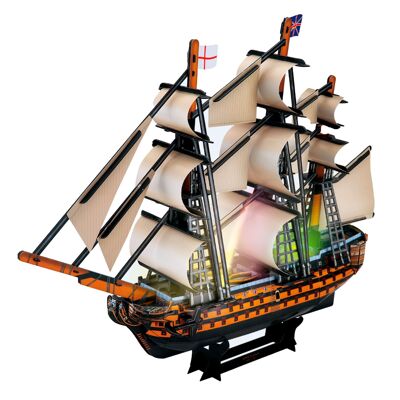 3D puzzle HSM VISTORY ship with LED lights. 55.5*11.8*41.5 cms, 163 pieces.Color: Multicolor