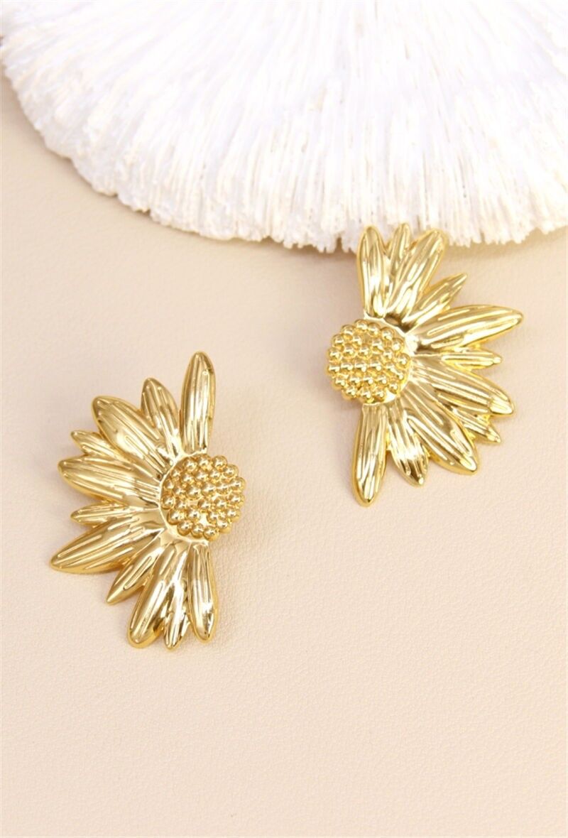 Orecchini a forma di fiore in oro e acciaio inossidabile – Design trendy e femminile
