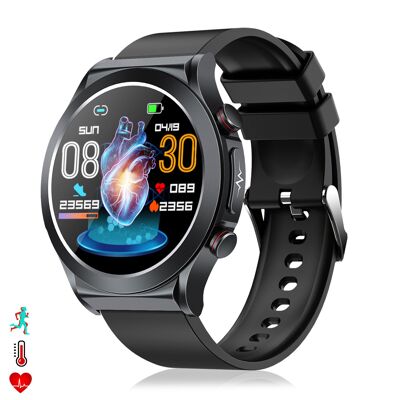 Smartwatch TK21P. Terapia de moxibustión magnética. Ácido úrico y lípidos, ECG , glucosa en sangre, temperatura, O2 y tensión.