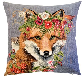 Housse de coussin renard - cadeau renard - décor boisé - tapisserie coussin