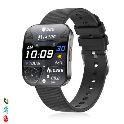 Montre intelligente QS08. Écran incurvé AMOLED de 1,85 pouce, appels Bluetooth, assistant vocal et modes sportifs.