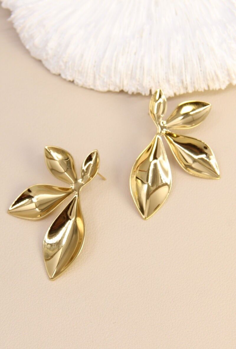 Blattgold Ohrringe aus Edelstahl – Natürliche Eleganz