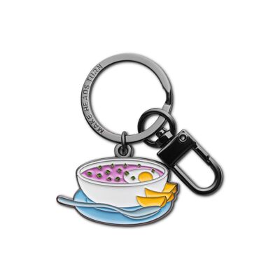 Porte-clés/bijou de sac en émail « Soupe froide rose »
