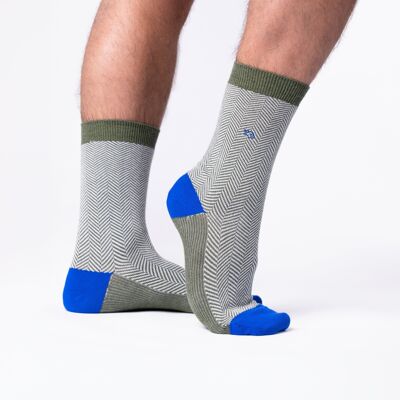 Calcetines de algodón peinado Chevron - Lightning Forest