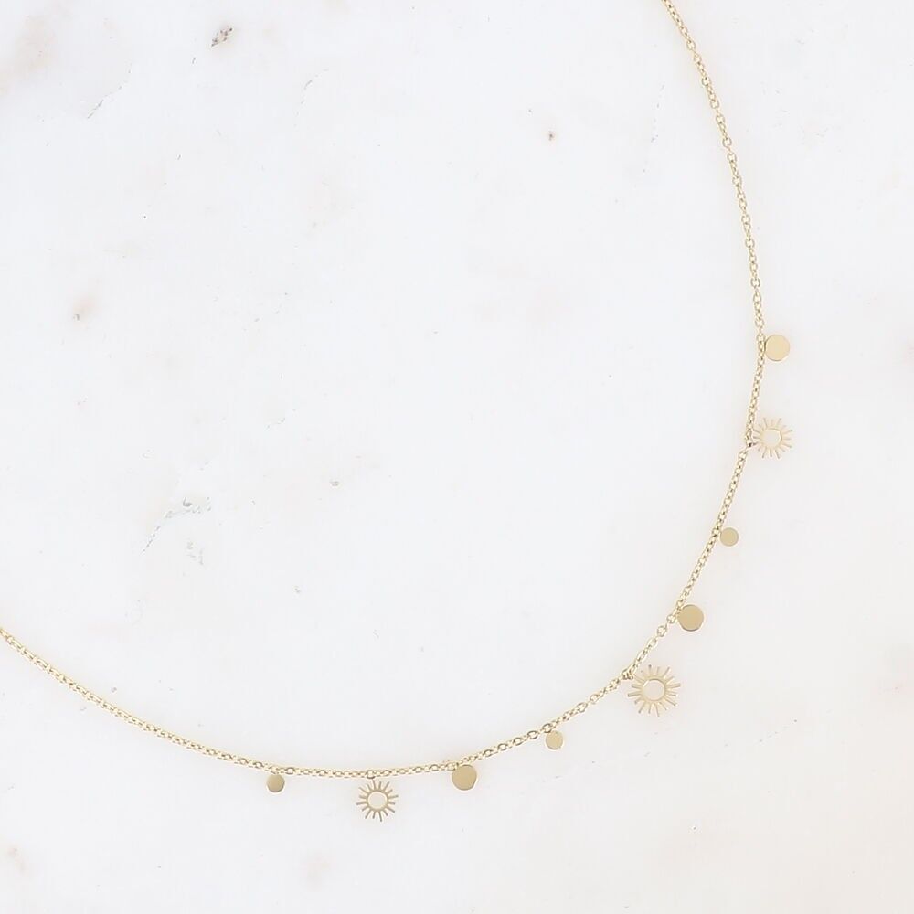 Halskette - runde Quasten und durchbrochene Sonne