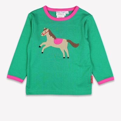Organic Green Horse Applique Long Sleeved T-Shirt