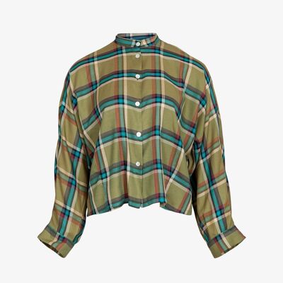 Chemise Nehru Tartan Vert