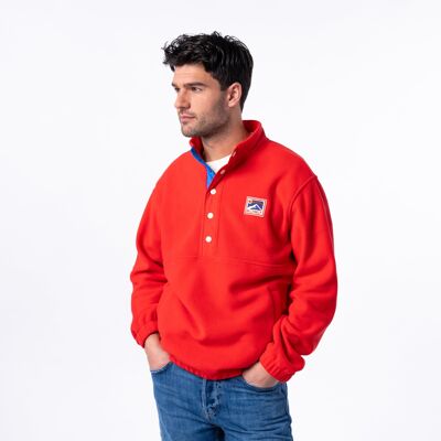 Red fleece sweatshirt