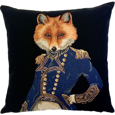 Fox Cushion Cover - Fox Lover Gift - Black Cushion Cover - Jacquard Woven