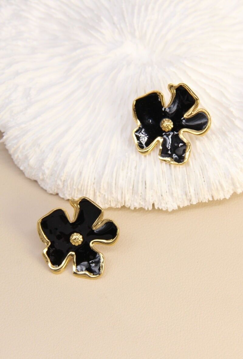 Emaillierte Blumenohrringe – Organisches Design