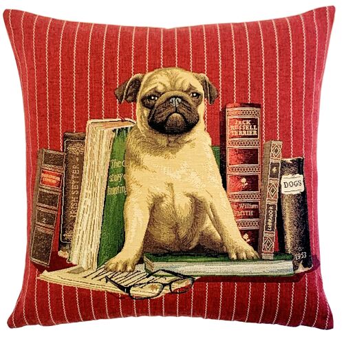 Pug Cushion Cover - Pug Lover Gift - Dog Dercor - Red Cushion Cover
