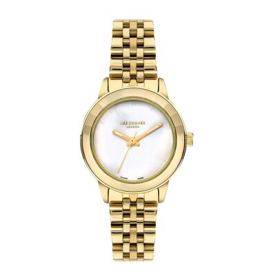 LeeCooper – LÉONIE – LC07934 – Orologio da donna – Quarzo analogico 3 lancette – Cassa rotonda in metallo con lunetta sfaccettata – Quadrante in madreperla