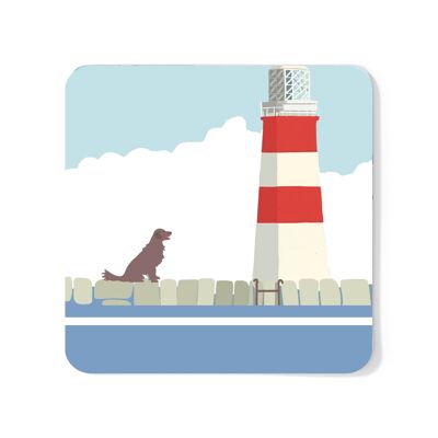 Posavasos personalizable de faro y perro