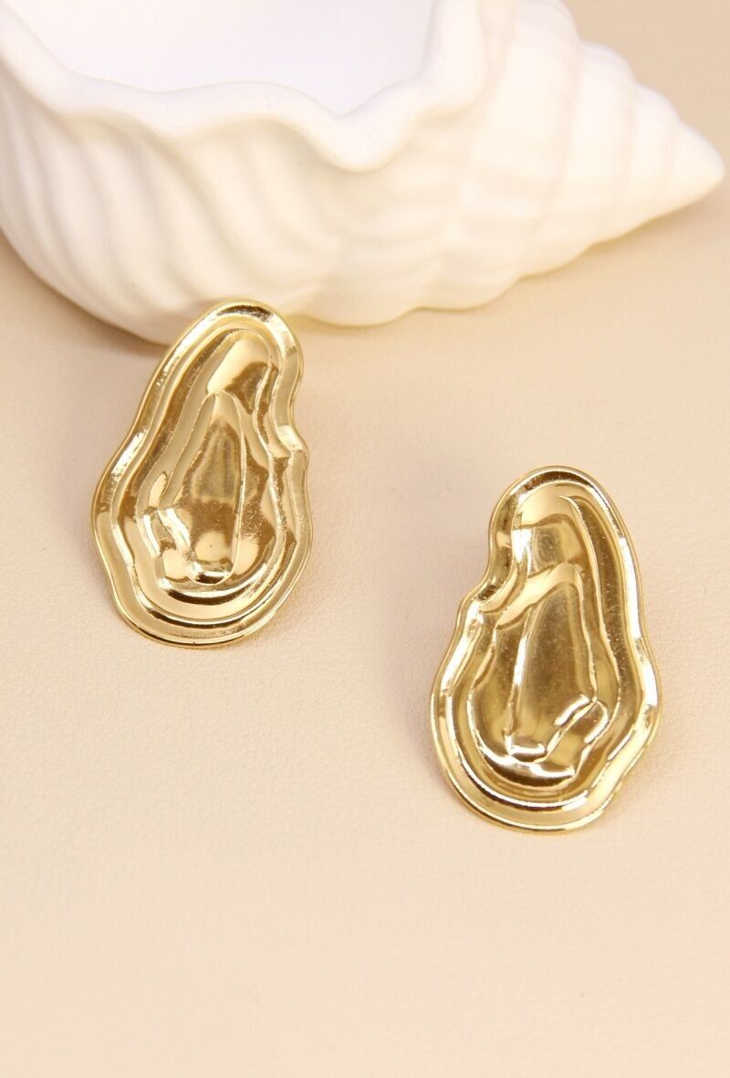 Goldene Edelstahlohrringe – Organisches und modernes Design