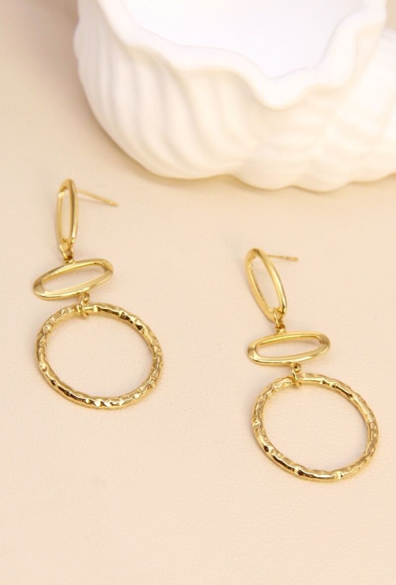 Goldene Edelstahlohrringe – Elegantes geometrisches Design