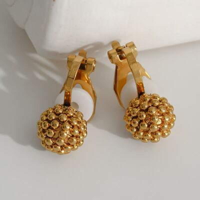 Gold ball clip earrings