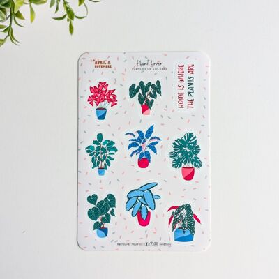 Hoja de pegatinas temáticas de plantas