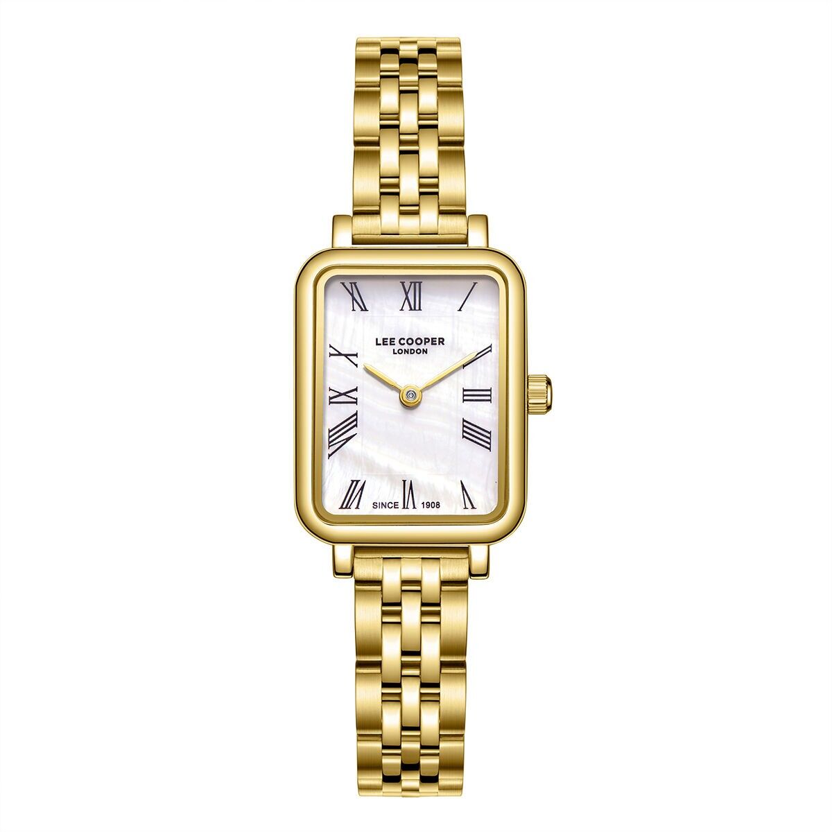 LeeCooper – FREYA – LC08232 – Damenuhr – Analog Quarz 2 Zeiger – Rechteckiges Metallgehäuse – Perlmuttzifferblatt
