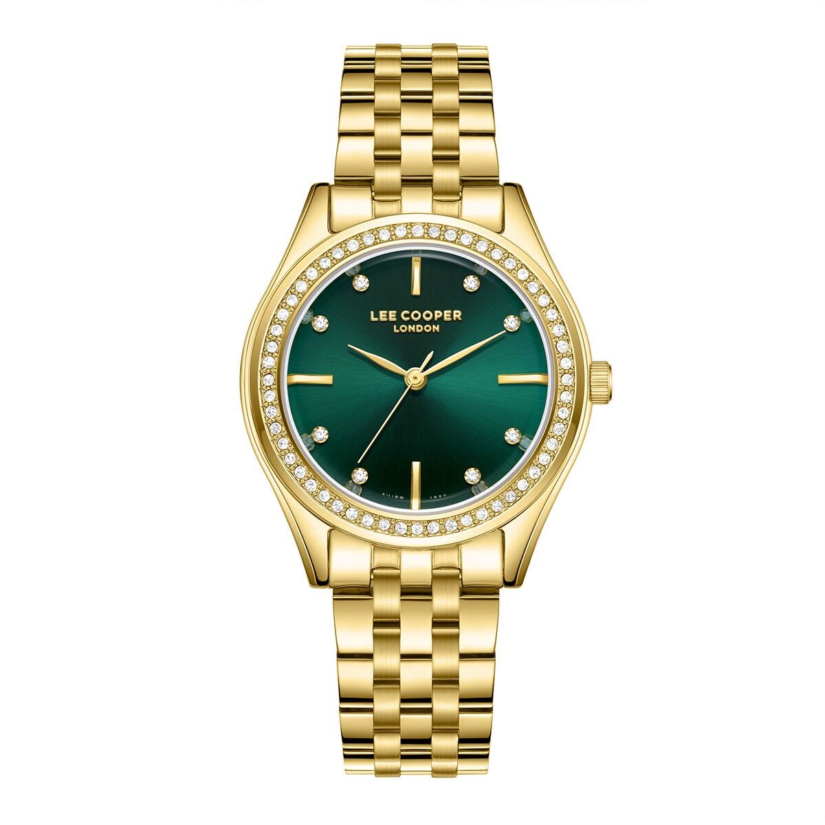 LeeCooper – MAYA – LC08211 – Damenuhr – Analog Quarz 3 Zeiger – Rundes Metallgehäuse mit Steinlünette