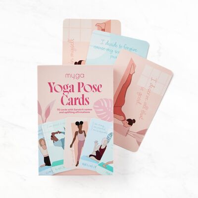Myga Yoga Pose Cards – 70 Illustrated Yoga & Affirmation Cards