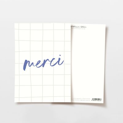 Postkarte Merci kariert, FSC zertifiziert