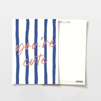 Postcard you're cute blue striped, FSC certified