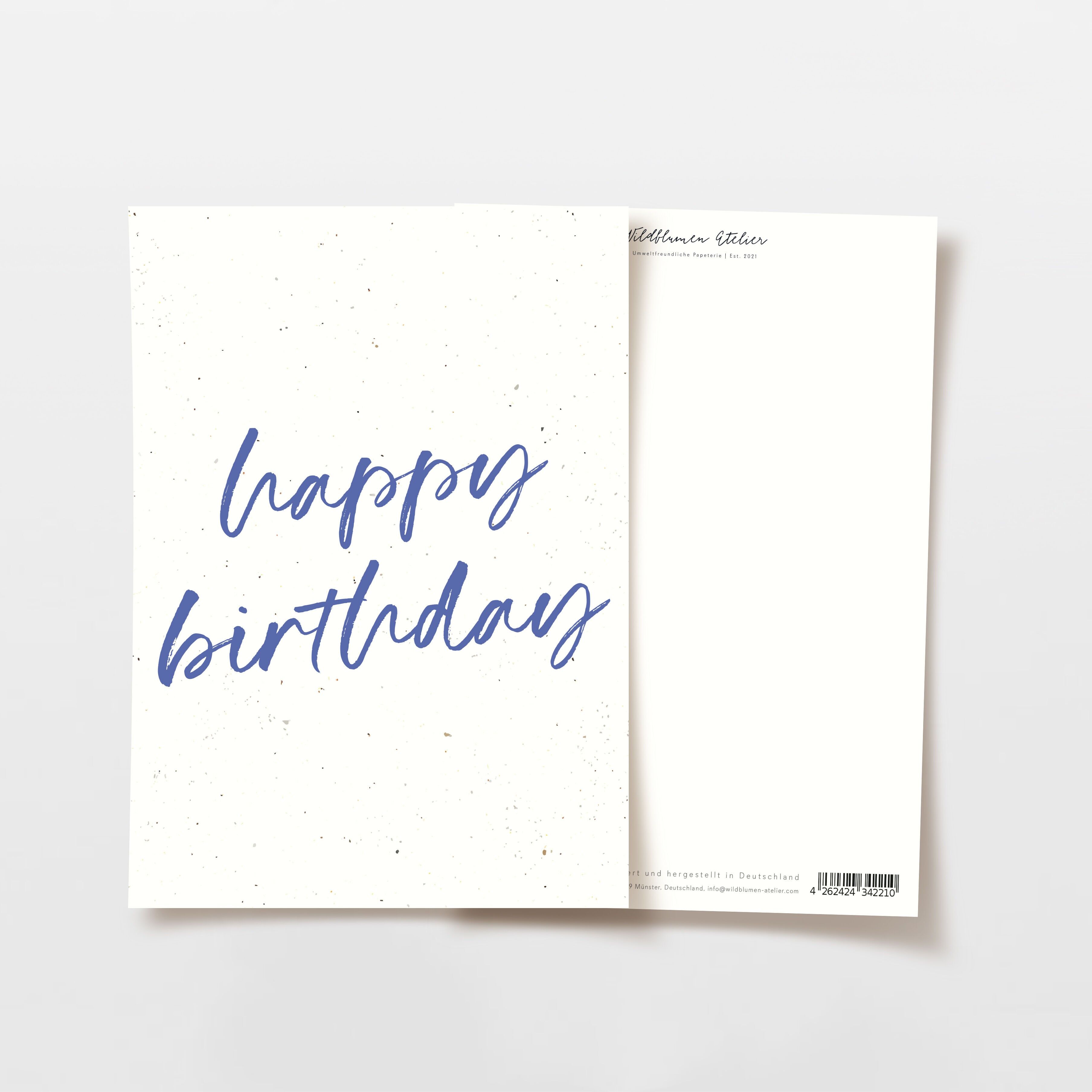 Cartolina di buon compleanno con motivo a pois, certificata FSC