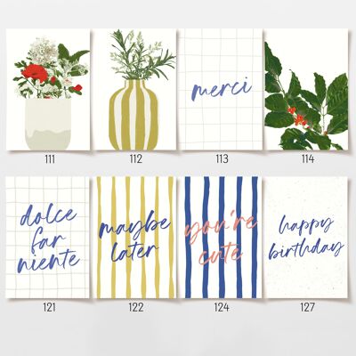 Postcard assortment with 8 motifs for birthdays, weddings and gifts, FSC certified