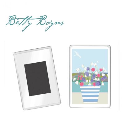 Imán para nevera personalizado con diseño de maceta a rayas