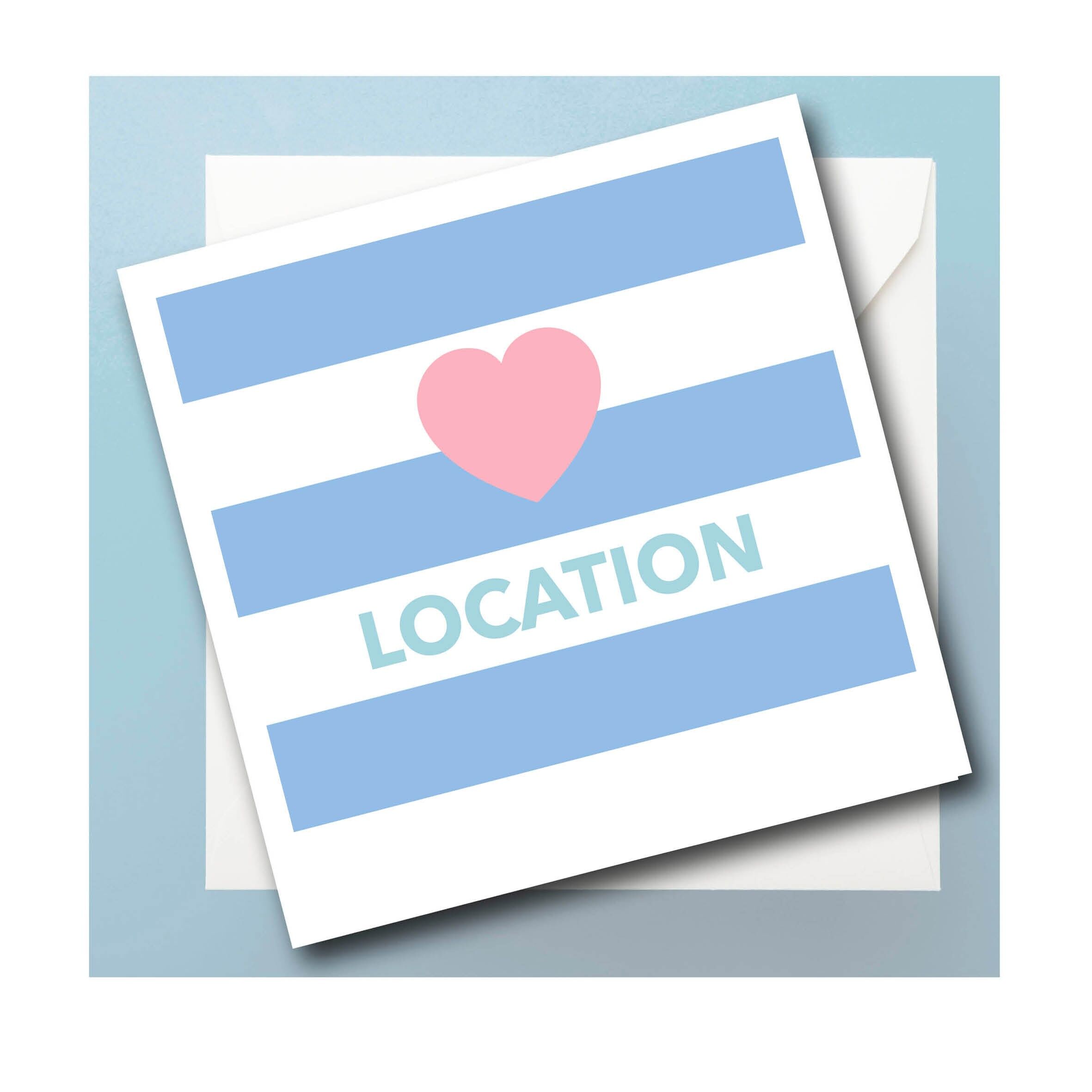 Biglietto d'auguri personalizzato a righe blu