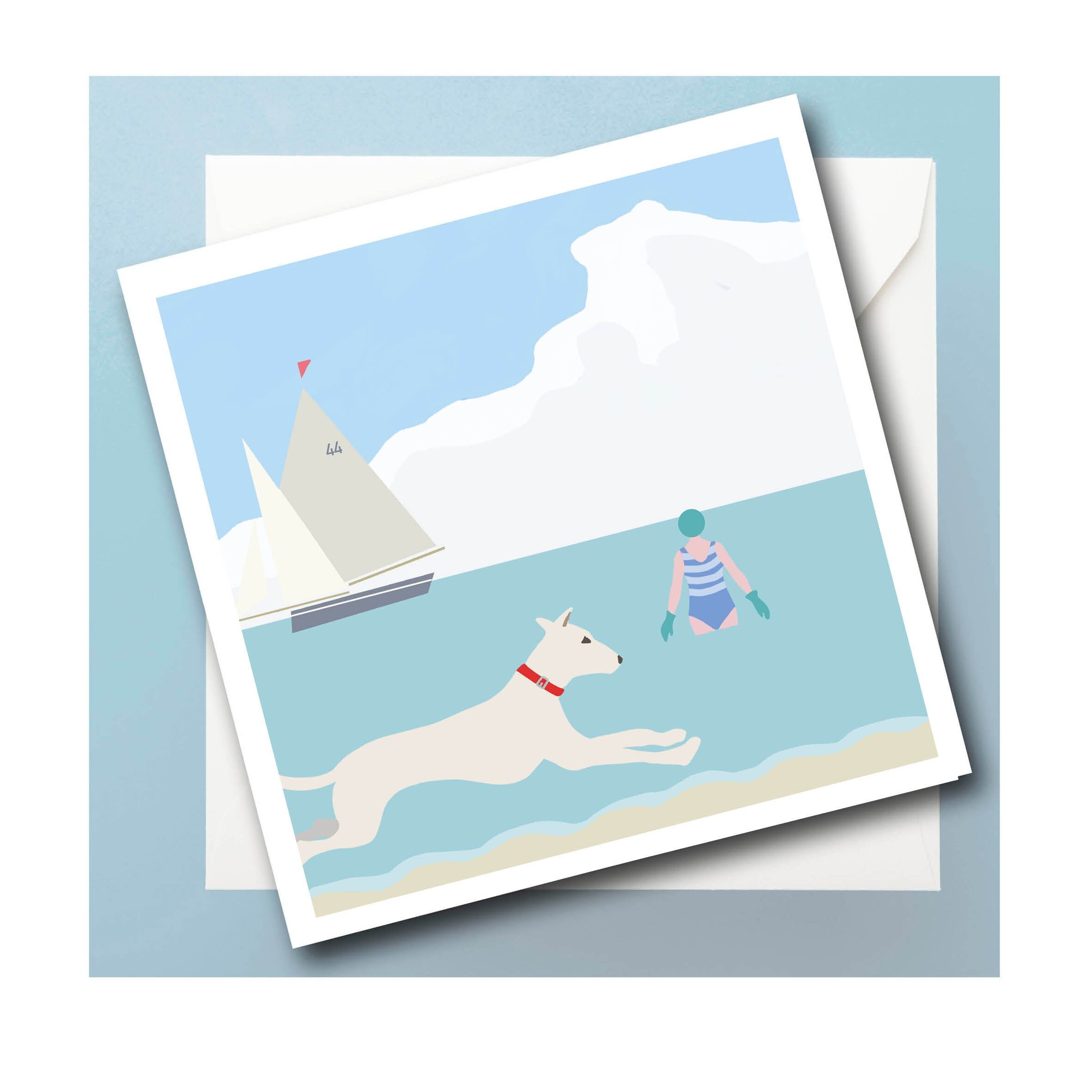 Biglietto d'auguri personalizzato con cane che corre