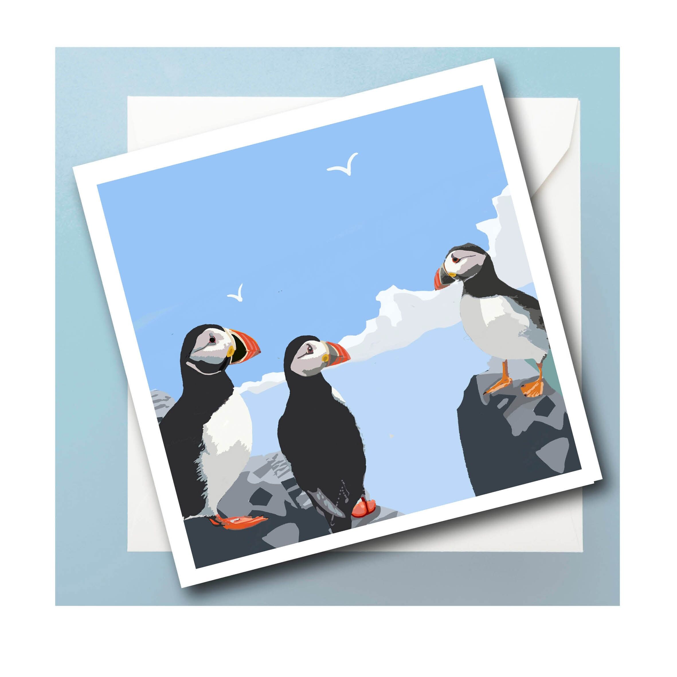Biglietto d'auguri personalizzato Puffins 3