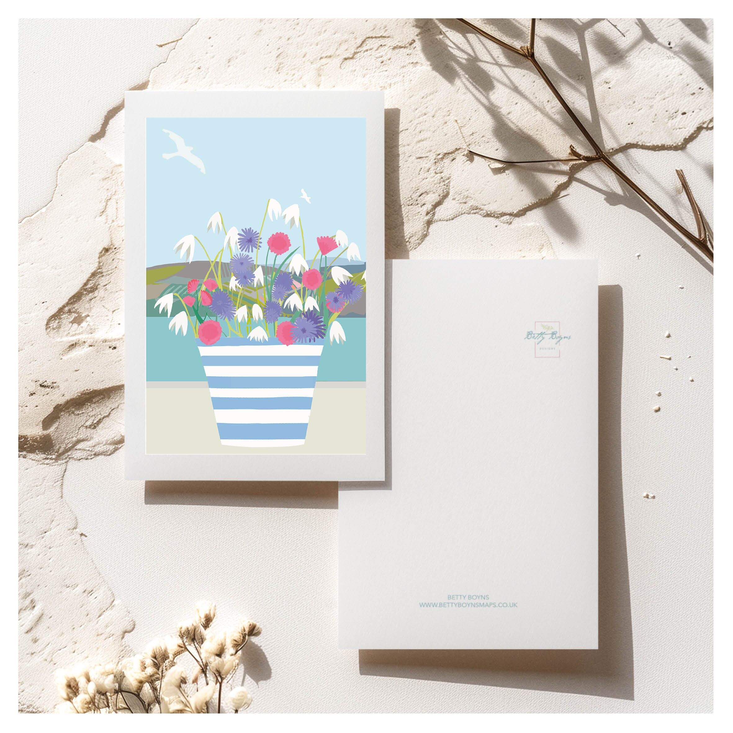 Cartolina personalizzata con strisce di vaso di fiori