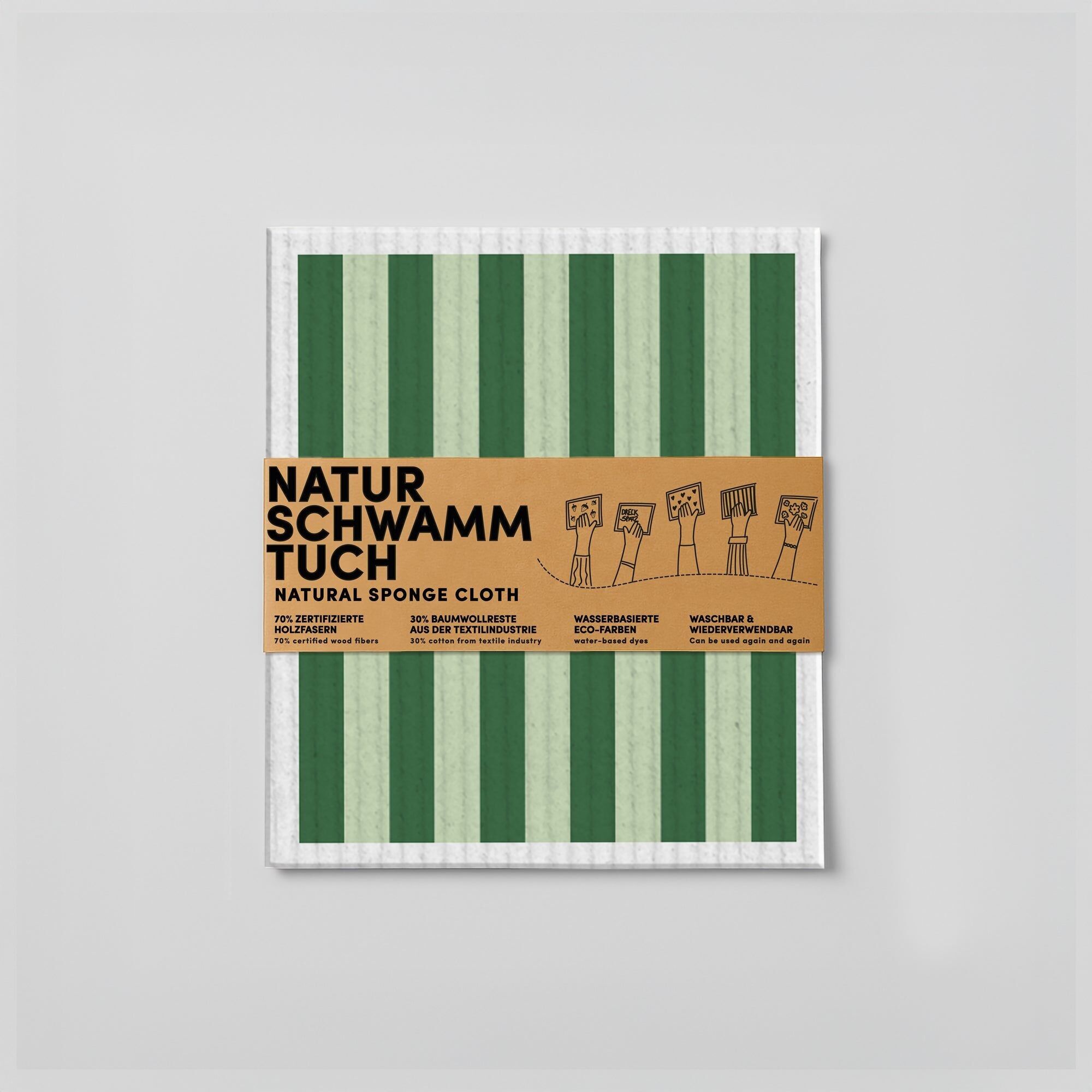 Sponge cloth - stripes - green - no. 6