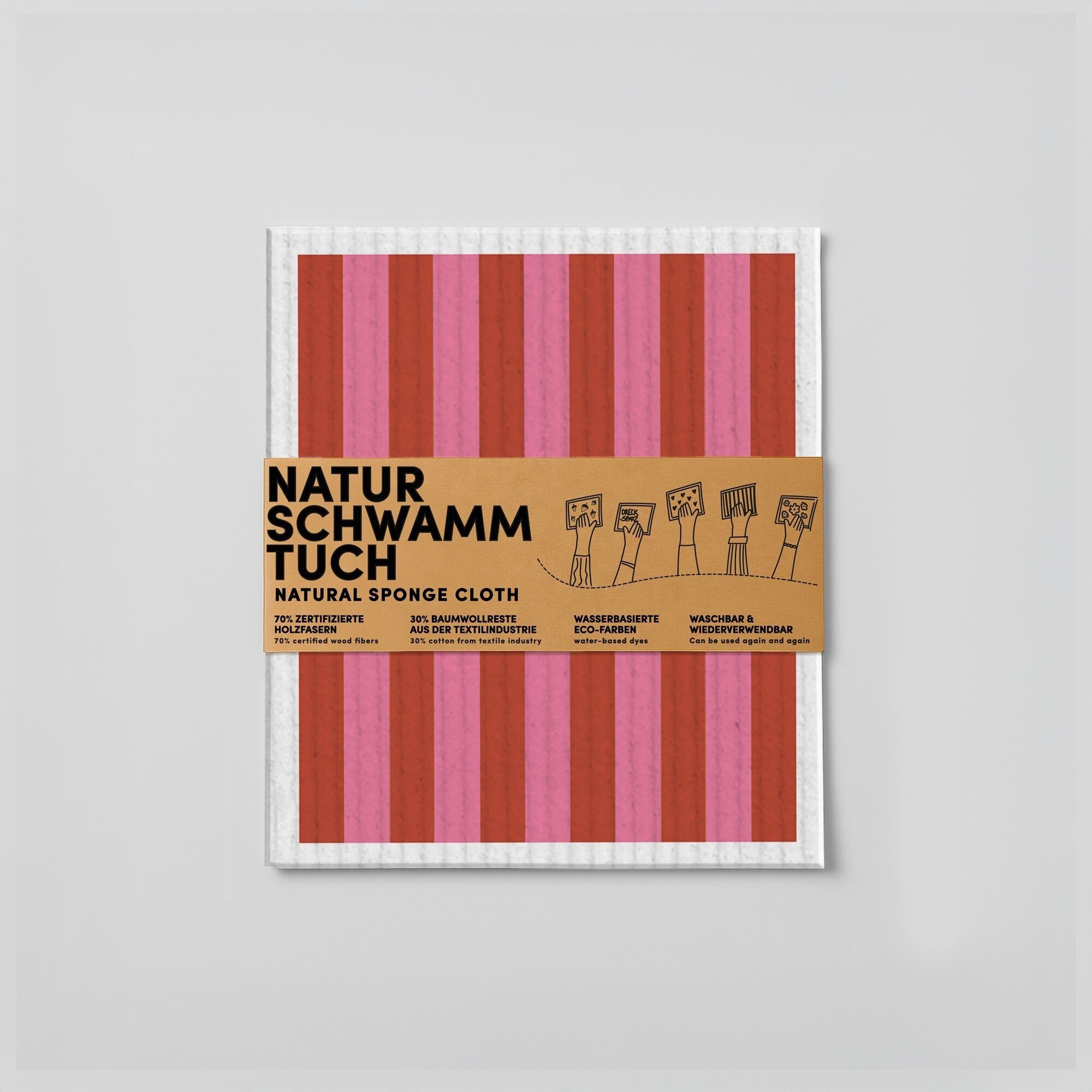 Sponge cloth - stripes - red/pink - no. 7