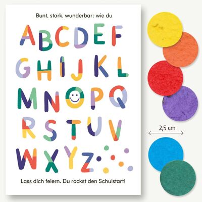 Postal Semilla Confeti ABC Smiley
