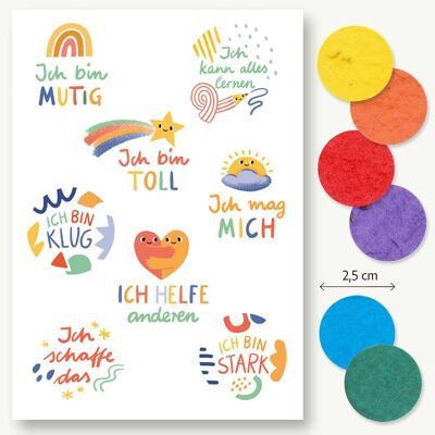 Affirmations de confettis de graines de cartes postales