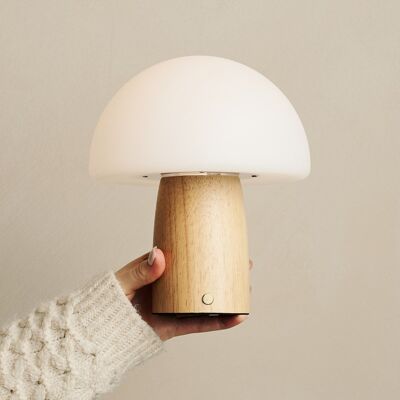 Mia Light Brown Stylish Wooden Table Lamp with Dimmer - Wood, Functional & Subtle