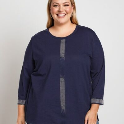 Plus size blue rhinestone top (C6611)