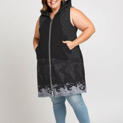 Plus Size Textured and Printed Sleeveless Vest (C6583)