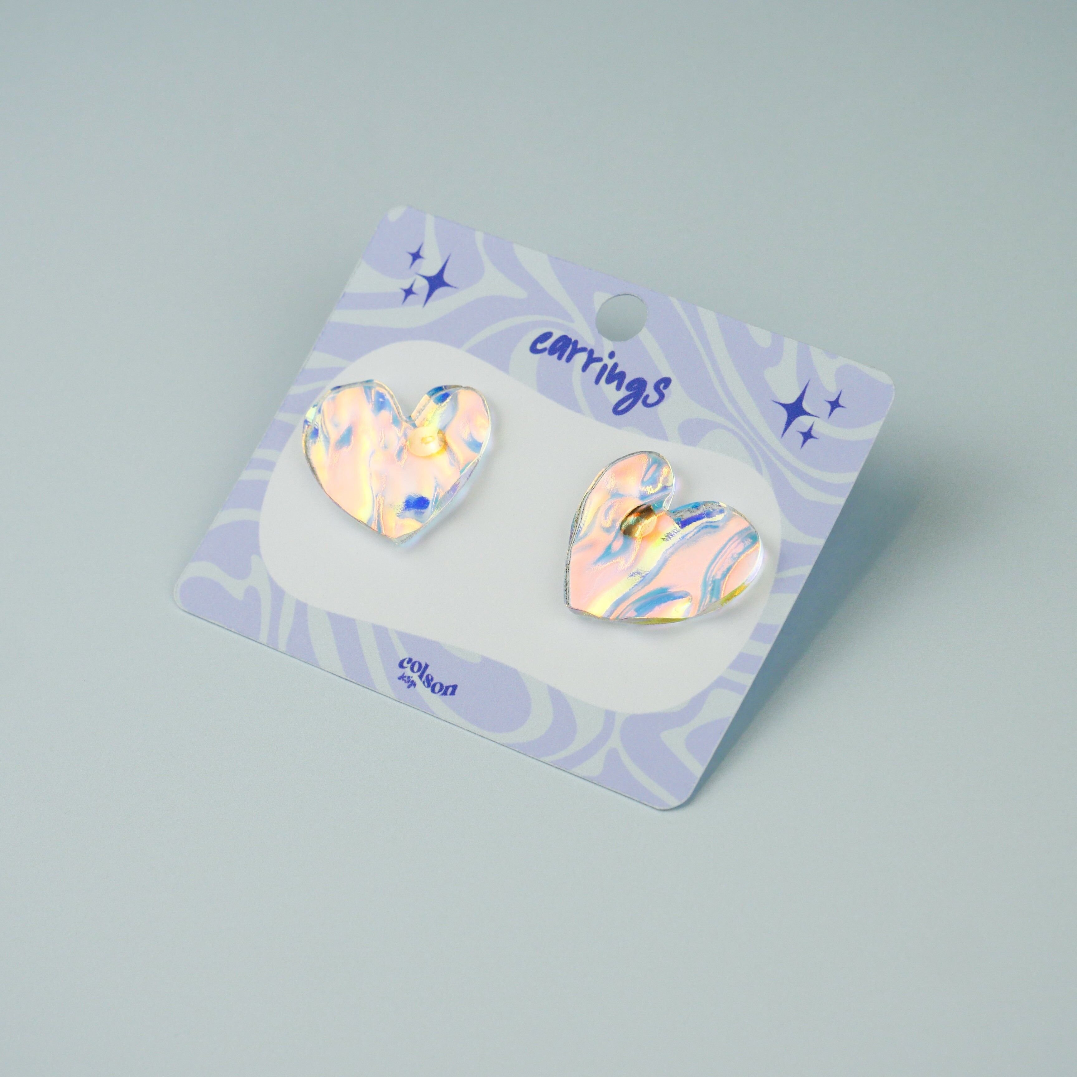 Heart Stud Earrings - Textured Iridescent (HEART STUD)