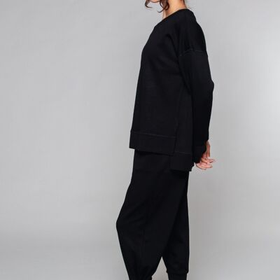 Pantalon de survêtement ultra-doux à revers noir