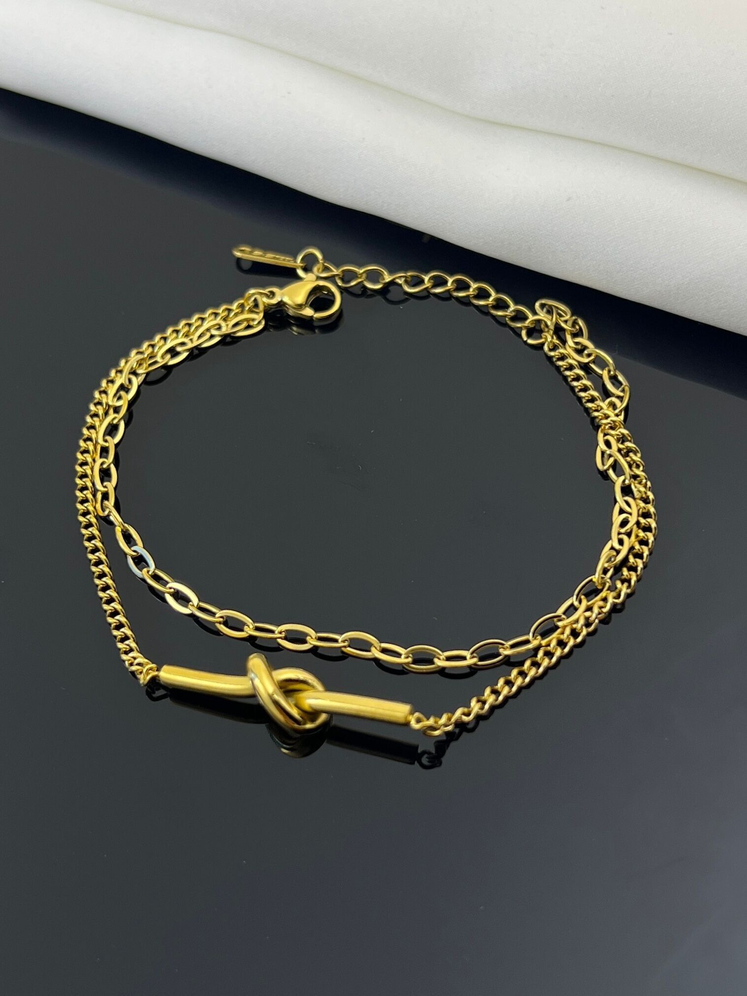 Double Tour Stainless Steel Knot Pattern Bracelet
