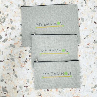 Borsa da toilette in cotone riciclato grigio ghiaia - My Bambou