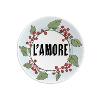 1 assiette diam 16cm avec LOVE - groseille