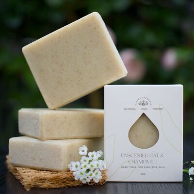 Unscented Oat & Chamomile - Body Soap for Sensitive Skin - Vegan - Palm-free (100g)