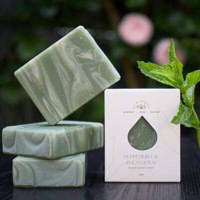 Menta piperita ed eucalipto - Sapone mani e corpo - Vegano - Senza olio di palma (100 g)