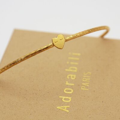 Pulsera ajustable con corazón texturizado - Fabricada en Francia